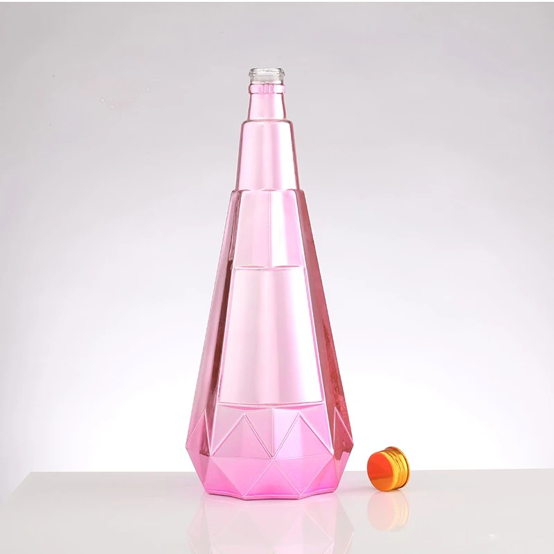 Electroplating Pink Glass Bottle