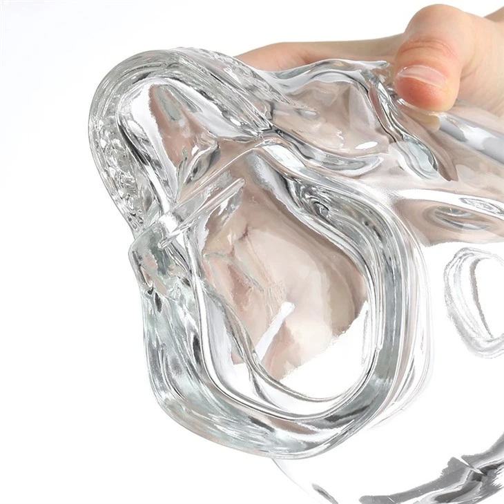 Skull Clear Glass Bottle With Black Cap