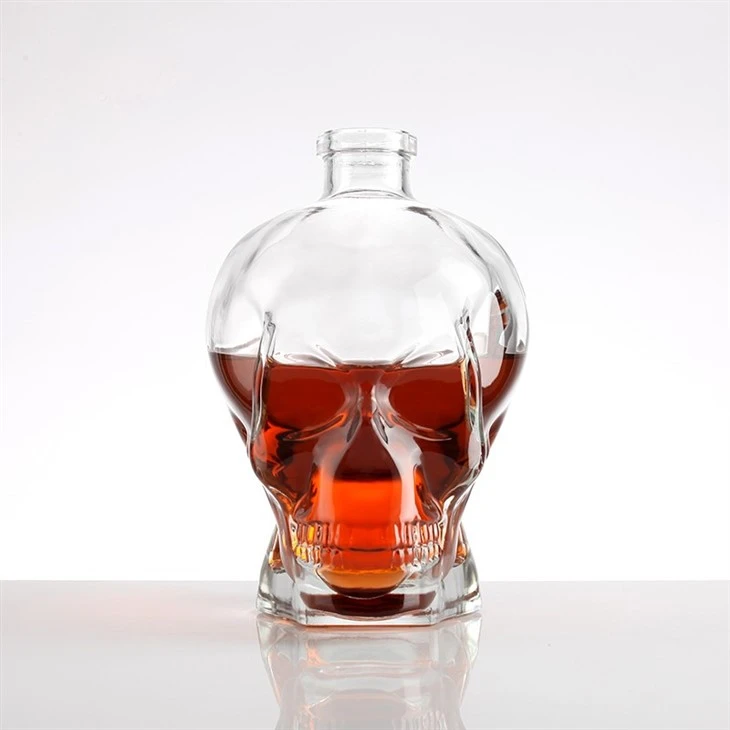 Skull Clear Glass Bottle With Black Cap