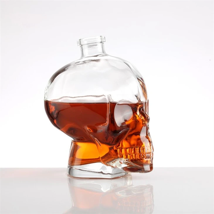 Skull Clear Glass Bottle With Black Cap
